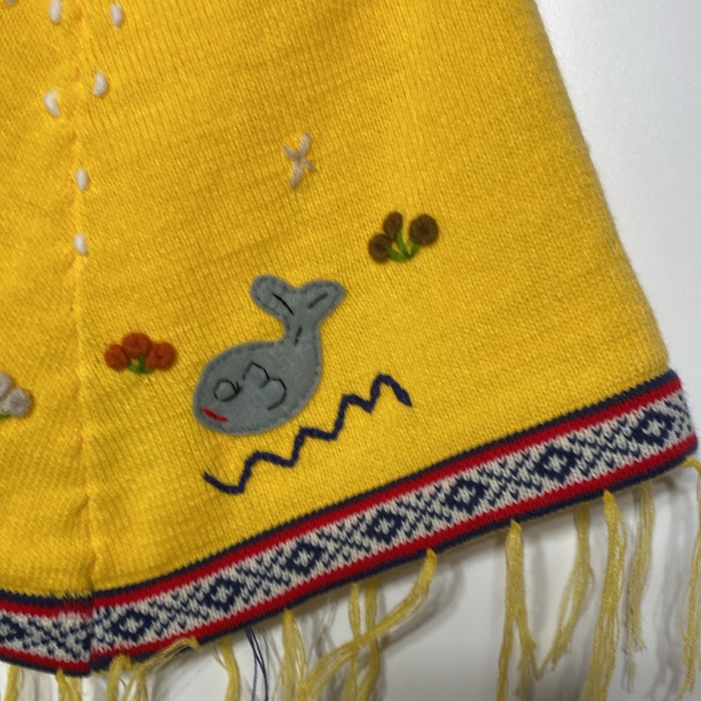 Kids Pullover Artisan Handmade Poncho with Hood - Picture 10 of 16